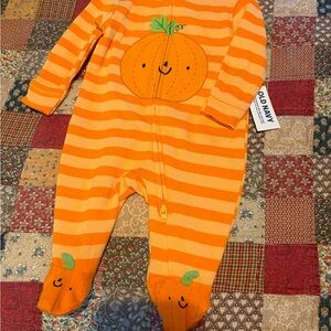 Old Navy Orange and Yellow Striped Pumpkin Footie